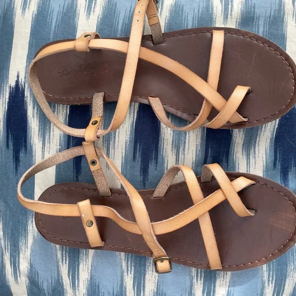 Tan strappy sandals sz 6.5 - Picture 1 of 2